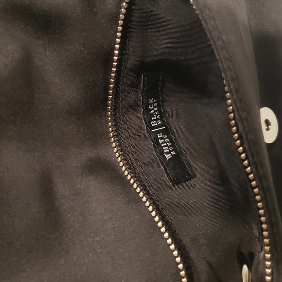 White House Black Market Chic Black Clutch In Satin with Silver Embellishment - Picture 3 of 9